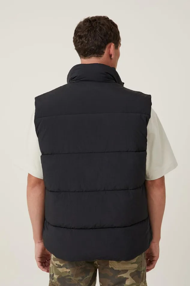 Men Jackets Cotton On Recycled Puffer Vest Black Men Jackets Cotton On Recycled Puffer Vest Black