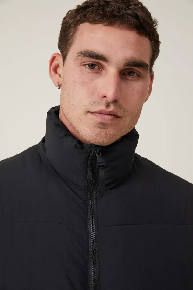 Men Jackets Cotton On Recycled Puffer Vest Black Men Jackets Cotton On Recycled Puffer Vest Black