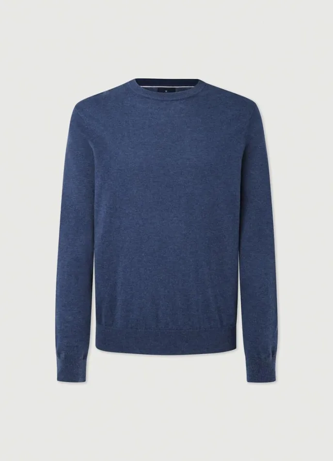 Men Knitwear Hackett London Cotton And Cashmere Jumper Navy