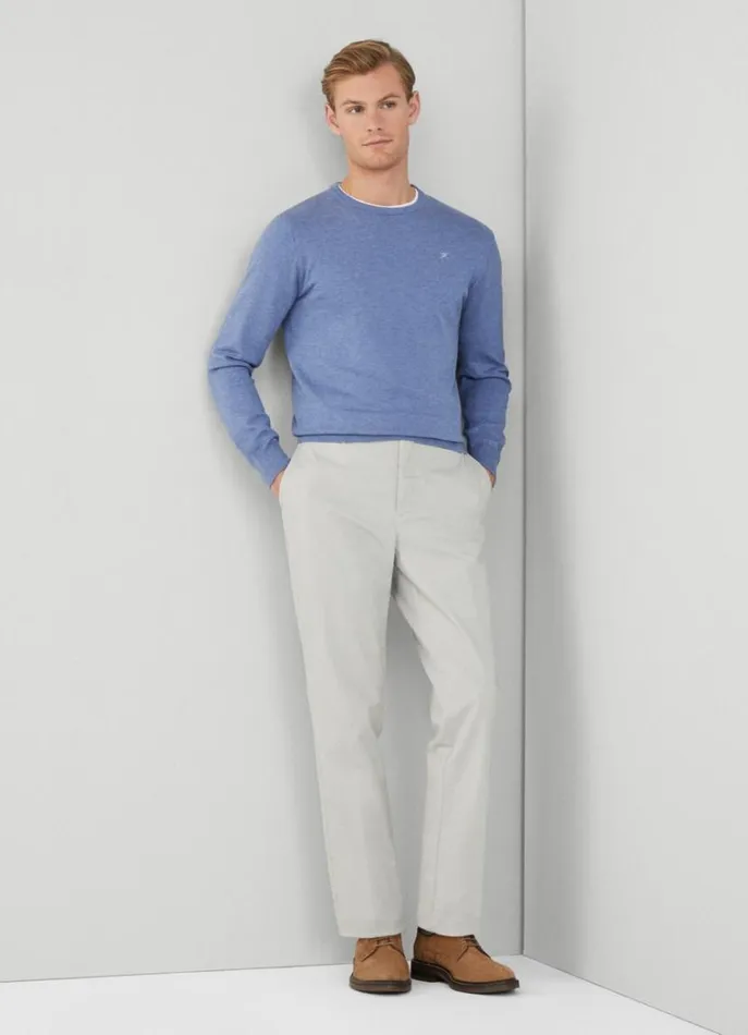 Men Knitwear Hackett London Cotton And Silk Crew Neck Jumper Chambray Blue