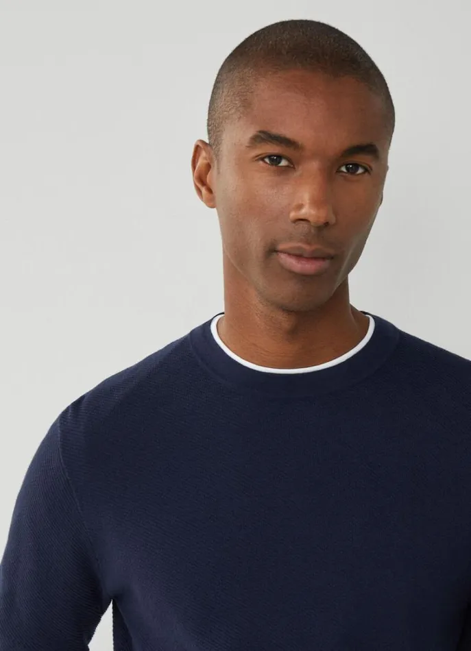 Men Knitwear Hackett London Crew Neck Jumper Navy