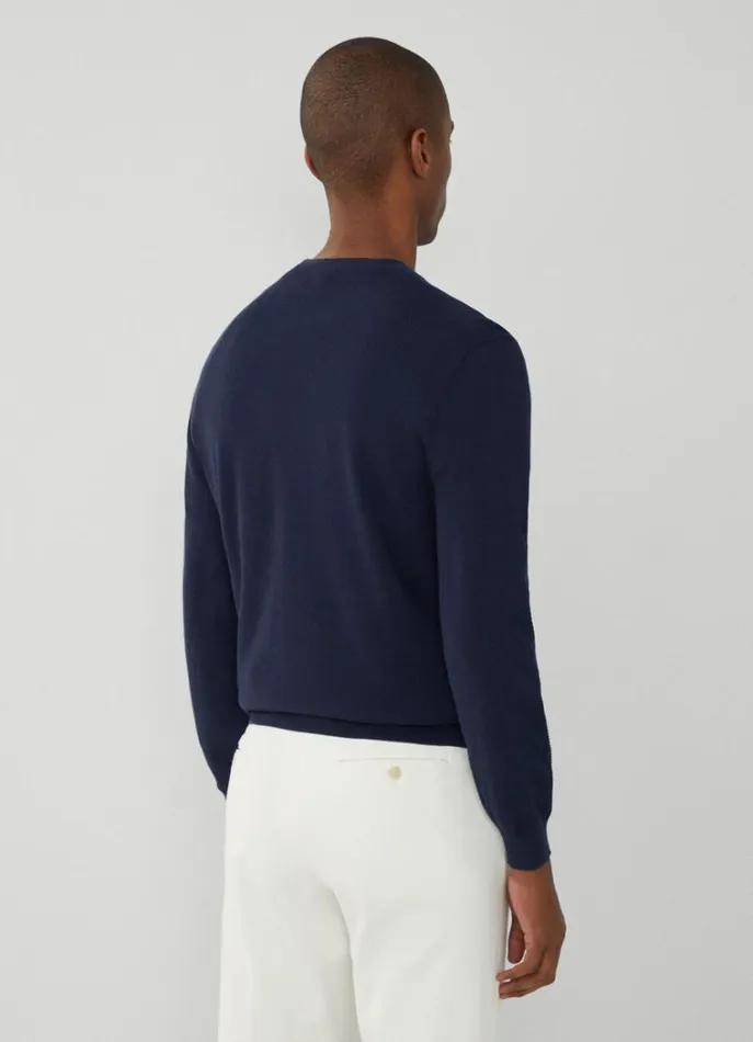Men Knitwear Hackett London Crew Neck Jumper Navy