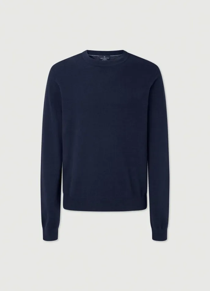 Men Knitwear Hackett London Crew Neck Jumper Navy