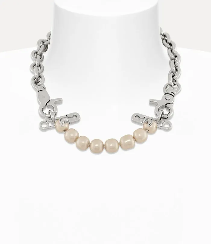 Men Man Claude Necklace Platinumcreamrosepearl Vivienne Westwood Necklaces
