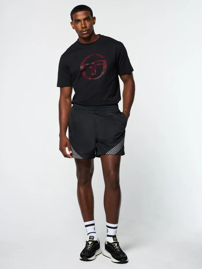 Men Nylon Sergio Tacchini Dama Track Short Black Beauty