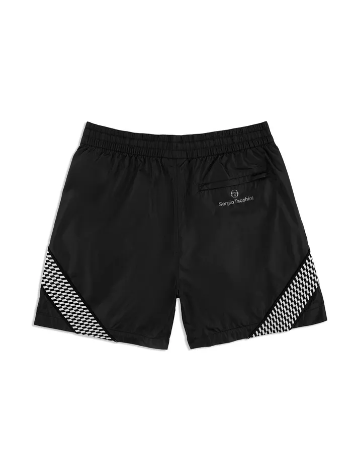 Men Nylon Sergio Tacchini Dama Track Short Black Beauty
