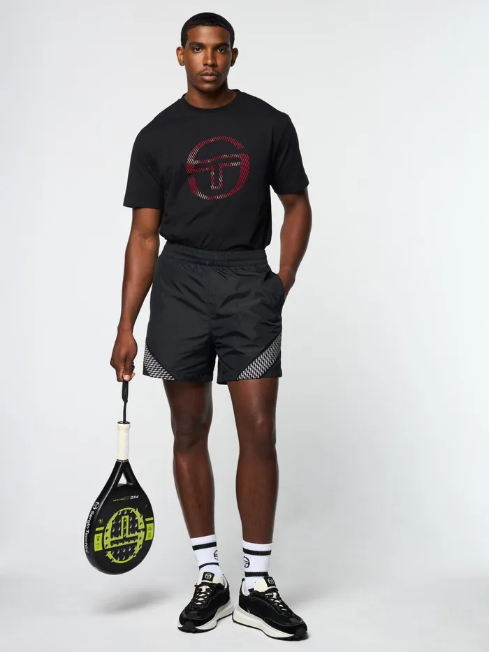 Men Nylon Sergio Tacchini Dama Track Short Black Beauty
