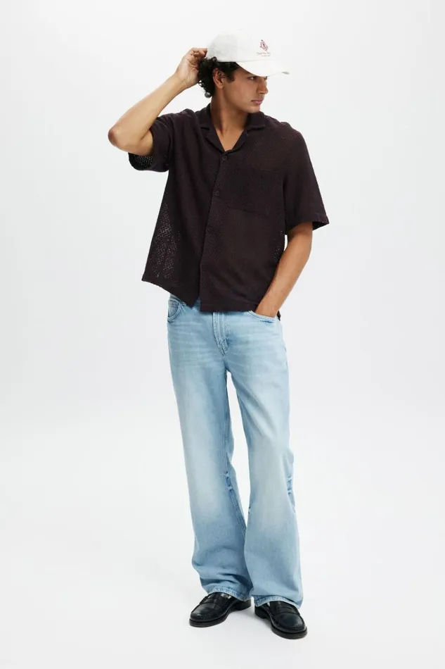 Men Pants Cotton On Relaxed Boot Cut Jean Malibu Blue