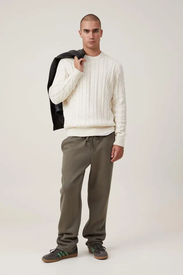 Men Pants Cotton On Relaxed Track Pant Military