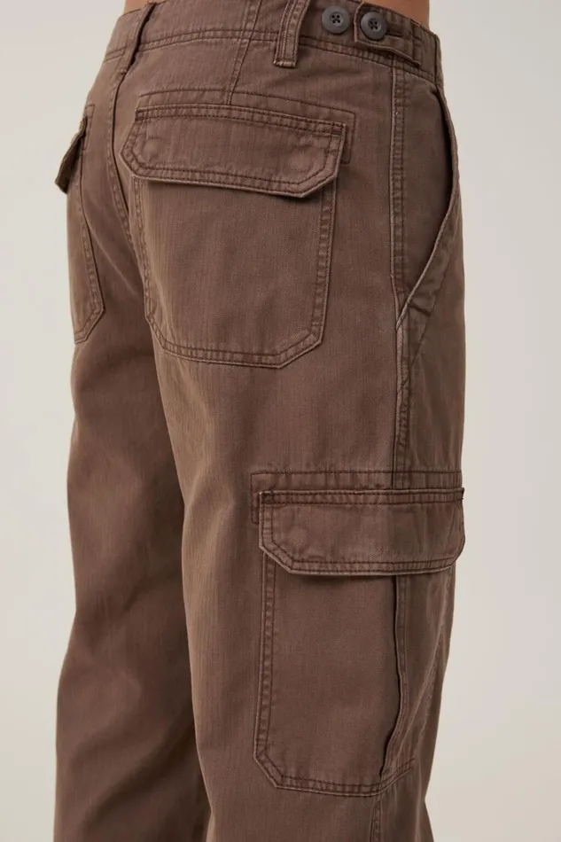 Men Pants Cotton On Tactical Cargo Pant Vintage Dark Brown Herringbone Men Pants Cotton On Tactical Cargo Pant Vintage Dark Brown Herringbone