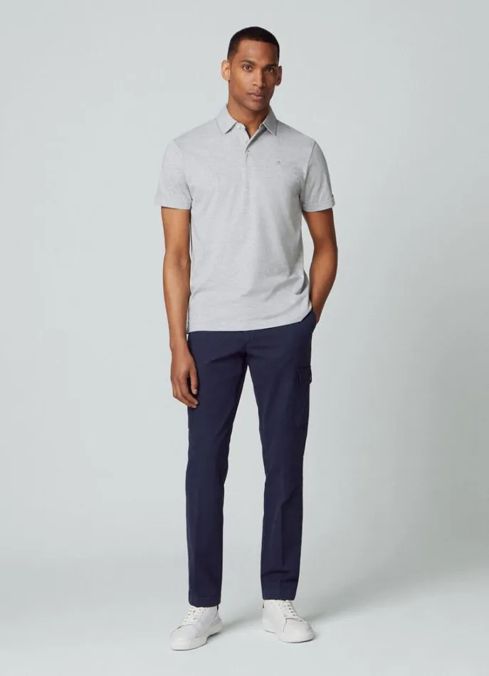 Men Polo Shirts Hackett London Classic Fit Pima Polo Light Grey Marl
