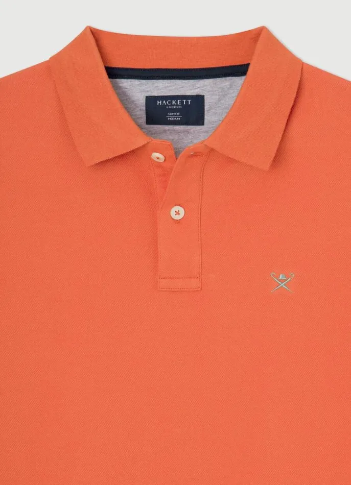 Men Polo Shirts Hackett London Slim Fit Pique Polo Shirt Mandarin Orange