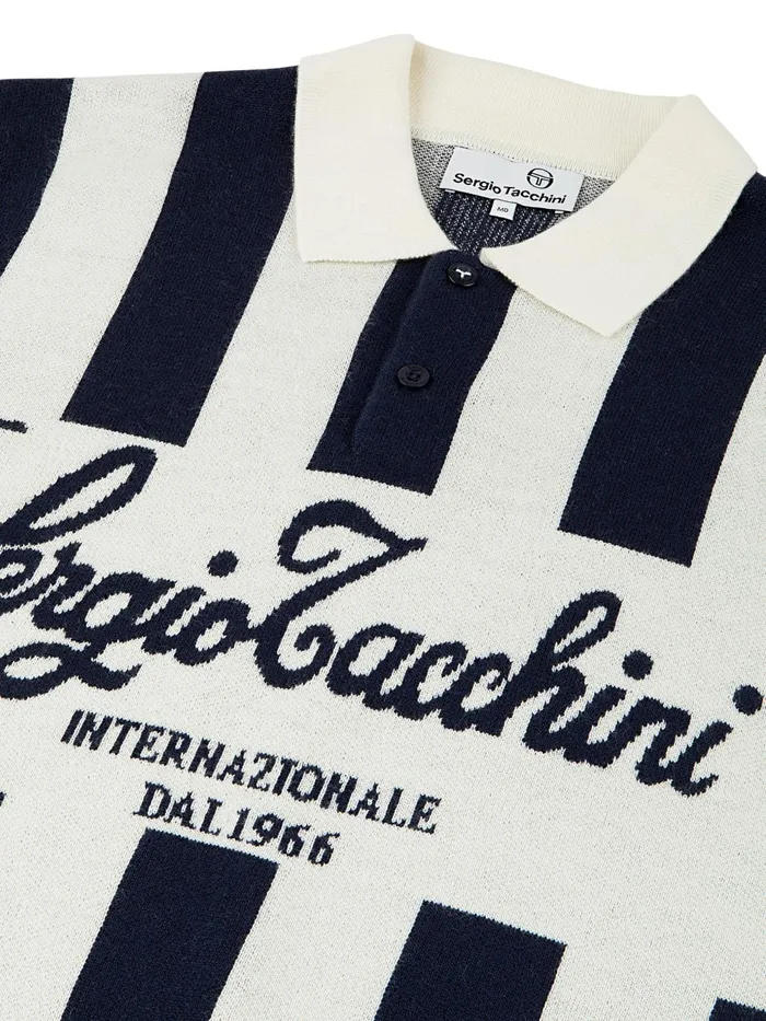 Men Polos Sergio Tacchini Gioco Jacquard Long Sleeve Polo Gardenia