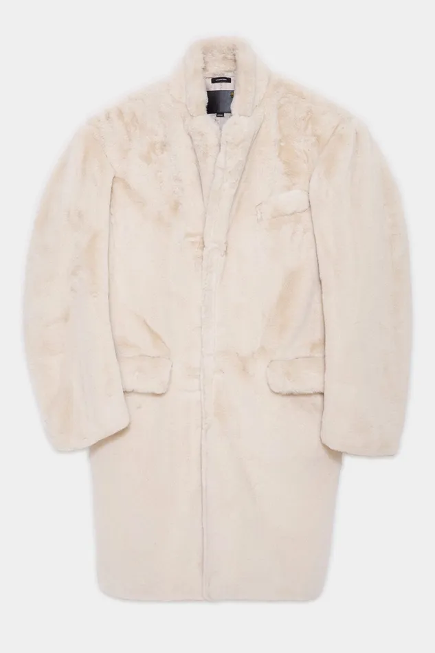 Men R13 Teddy Bear Coat 8211 Ecru Jackets and Coats