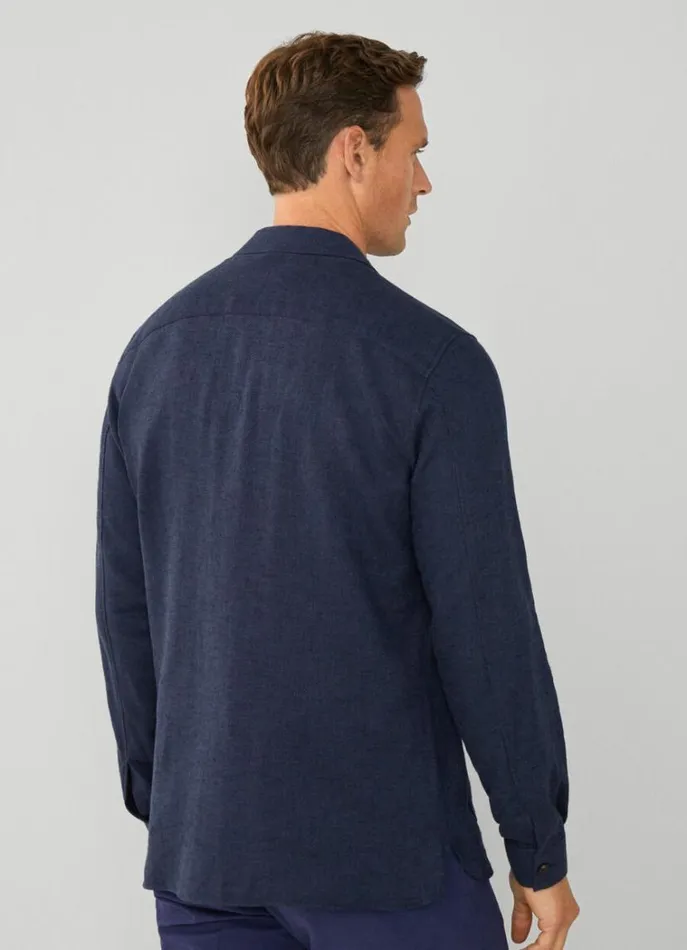 Men Shirts Hackett London Herringbone Cargo Overshirt Navy