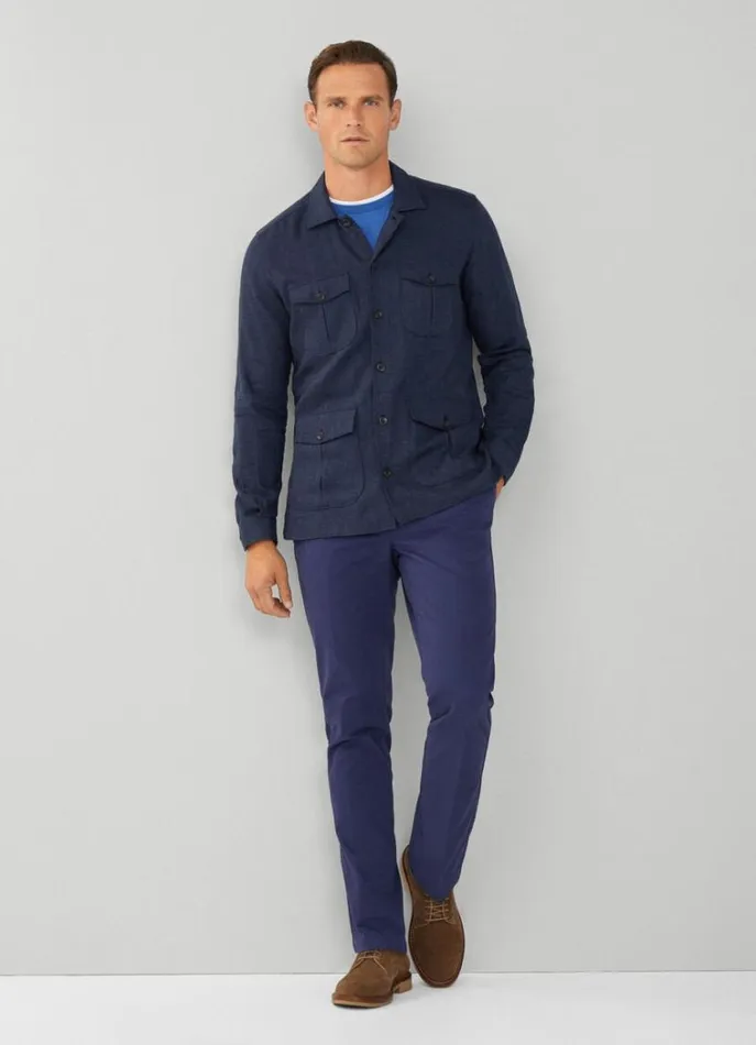 Men Shirts Hackett London Herringbone Cargo Overshirt Navy