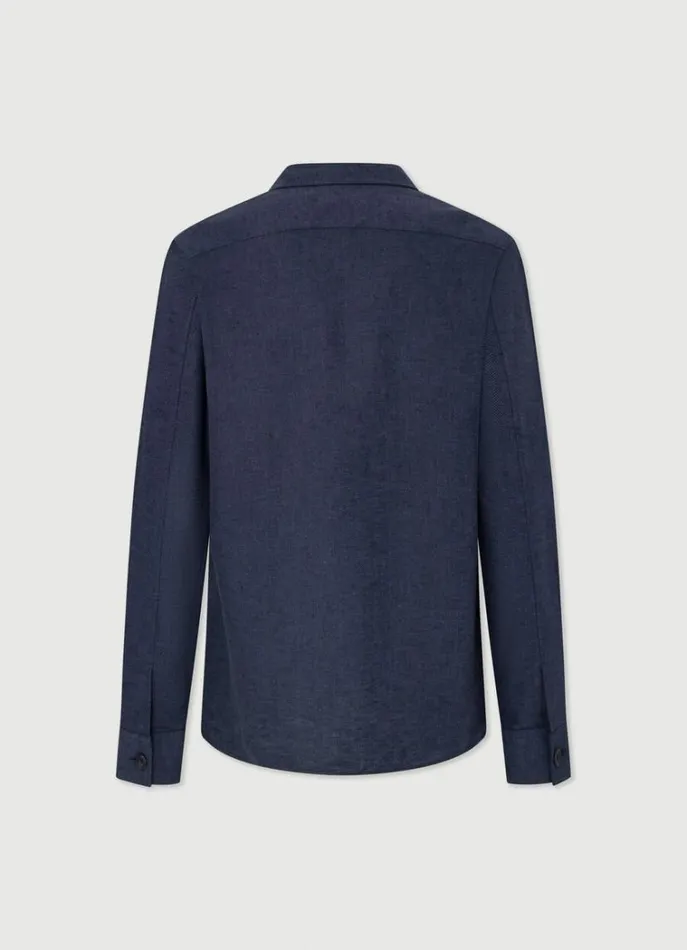 Men Shirts Hackett London Herringbone Cargo Overshirt Navy