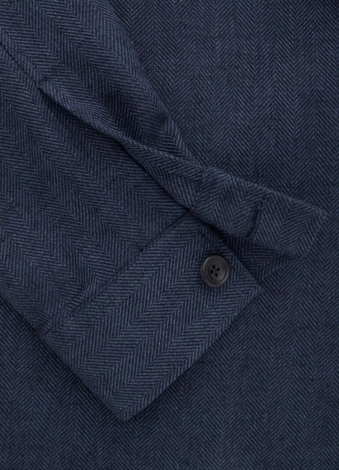 Men Shirts Hackett London Herringbone Cargo Overshirt Navy