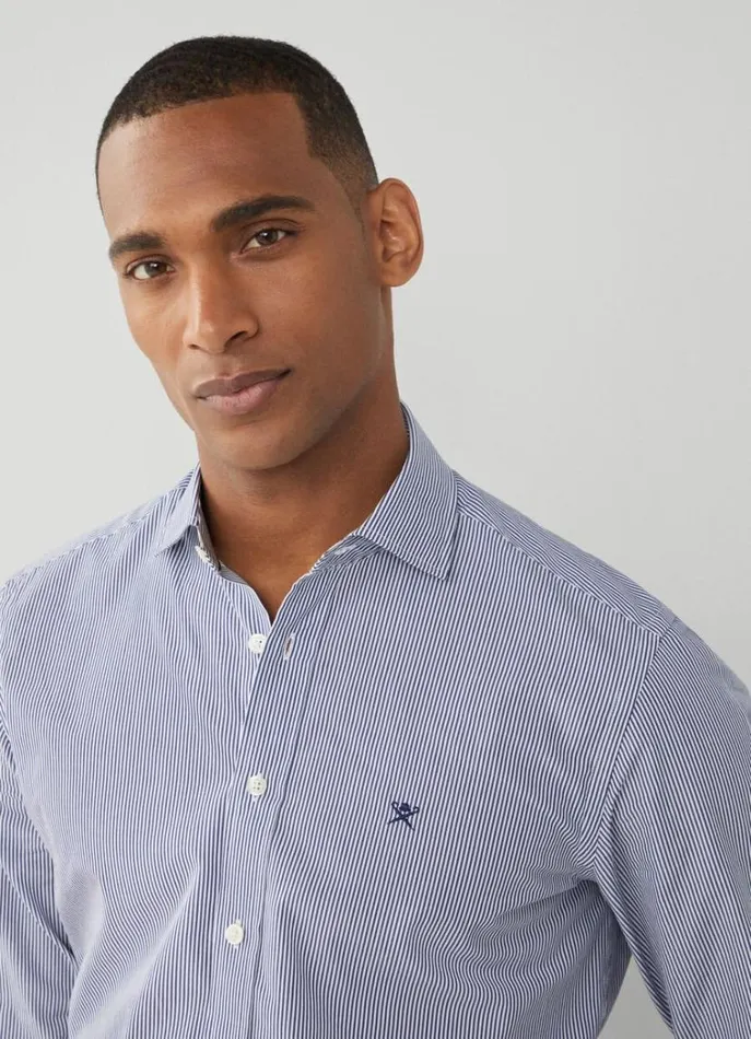 Men Shirts Hackett London Slim Fit Bengal Striped Shirt Navy