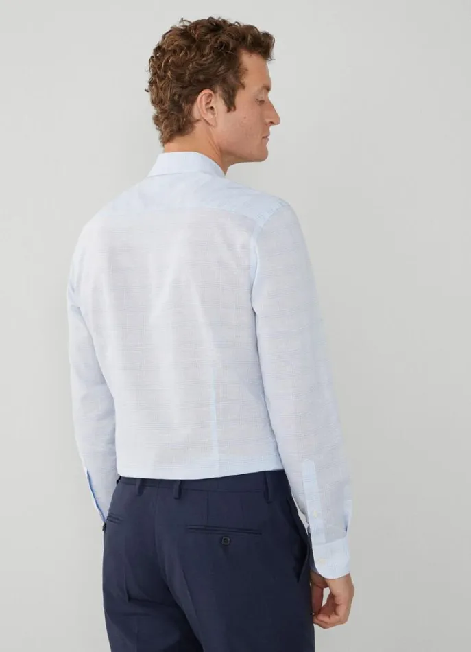 Men Shirts Hackett London Slim Fit Checked Shirt Sky Blue