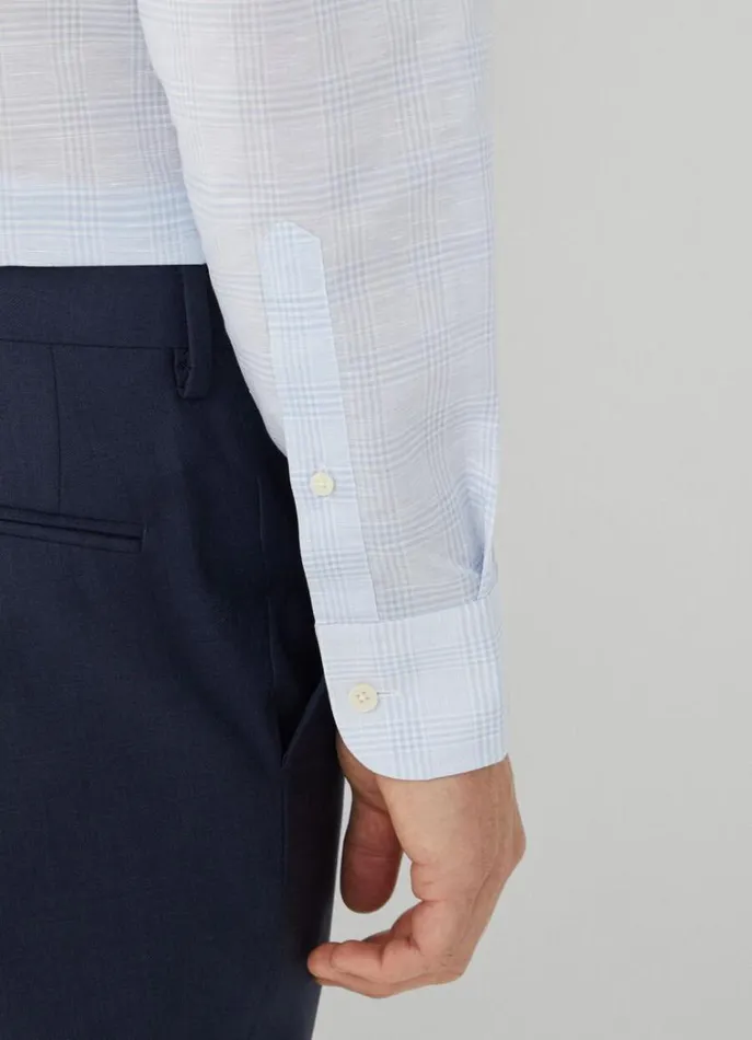 Men Shirts Hackett London Slim Fit Checked Shirt Sky Blue