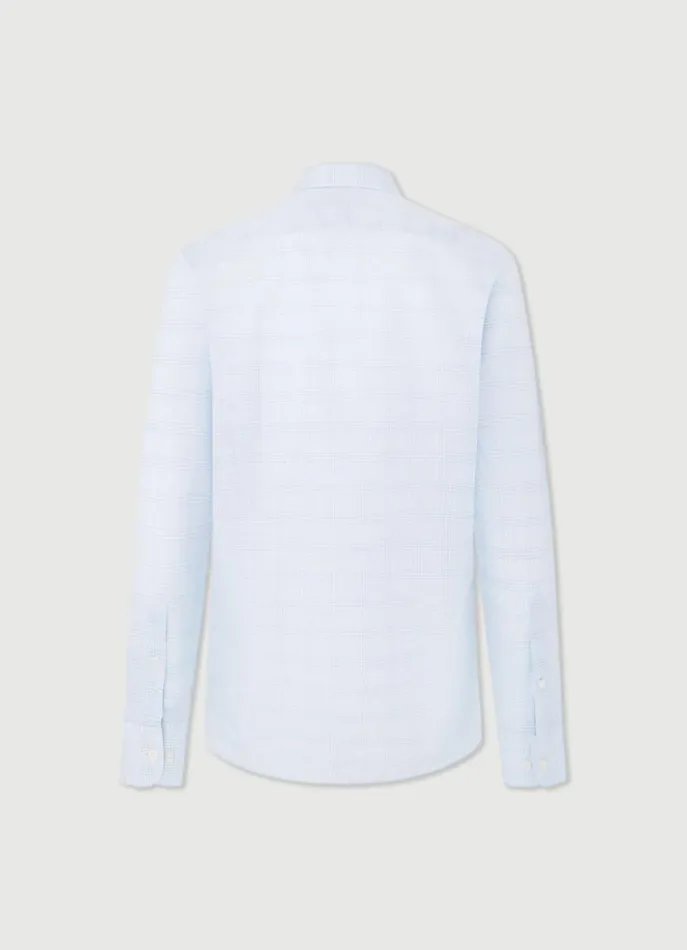 Men Shirts Hackett London Slim Fit Checked Shirt Sky Blue