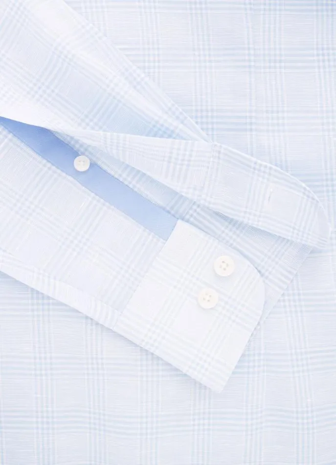 Men Shirts Hackett London Slim Fit Checked Shirt Sky Blue