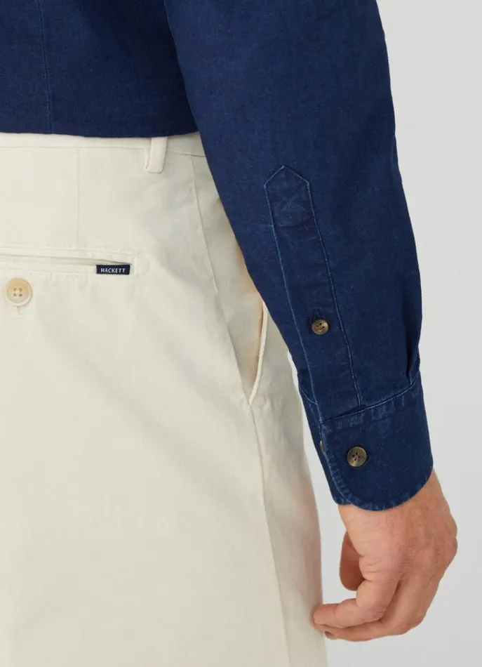 Men Shirts Hackett London Slim Fit Denim Shirt Navy
