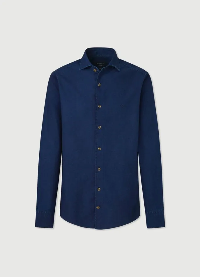Men Shirts Hackett London Slim Fit Denim Shirt Navy