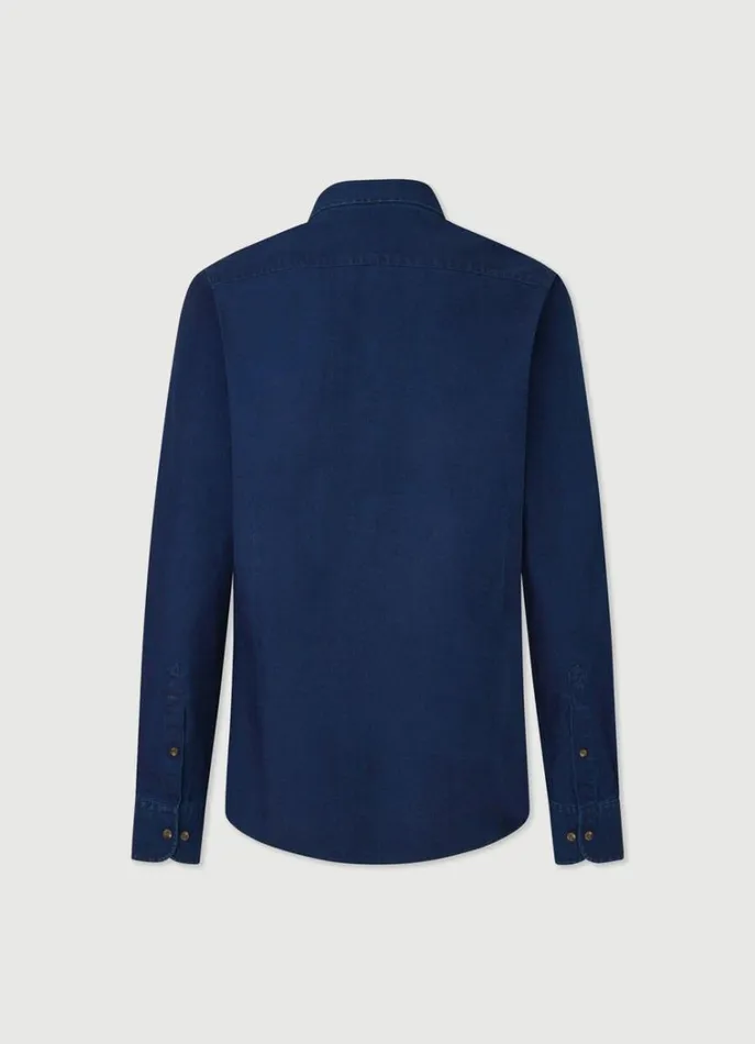 Men Shirts Hackett London Slim Fit Denim Shirt Navy