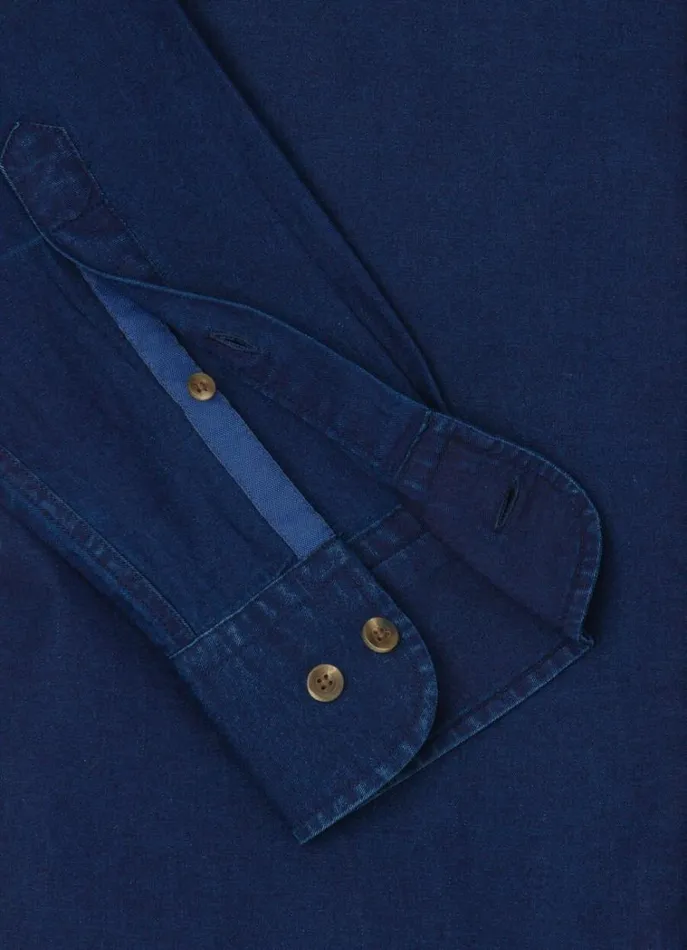 Men Shirts Hackett London Slim Fit Denim Shirt Navy