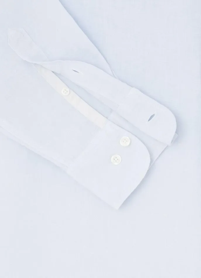 Men Shirts Hackett London Slim Fit Linen Shirt Sky Blue