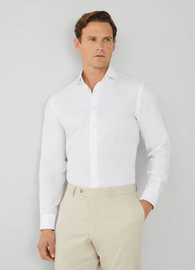 Men Shirts Hackett London Slim Fit Plain Shirt Whitenavy