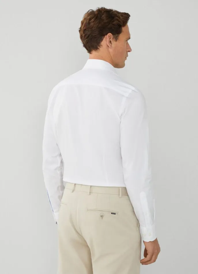Men Shirts Hackett London Slim Fit Plain Shirt Whitenavy