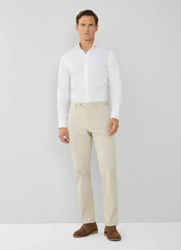 Men Shirts Hackett London Slim Fit Plain Shirt Whitenavy