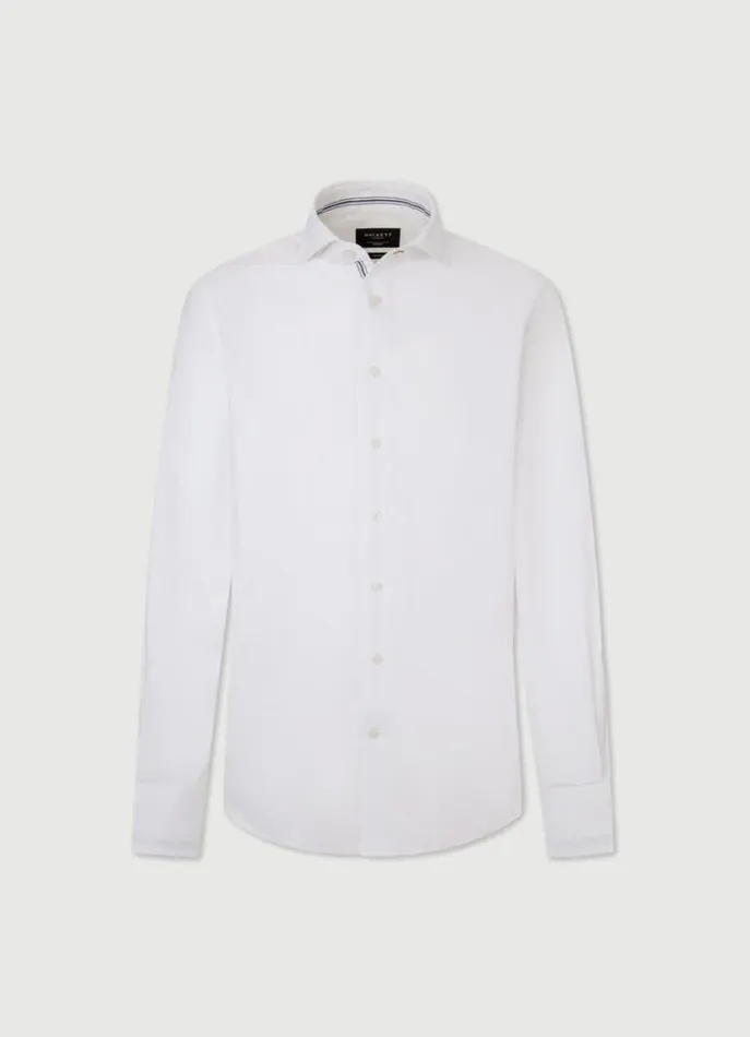 Men Shirts Hackett London Slim Fit Plain Shirt Whitenavy