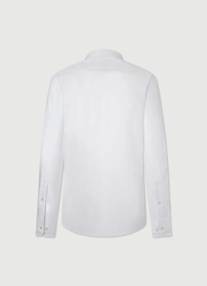 Men Shirts Hackett London Slim Fit Plain Shirt Whitenavy