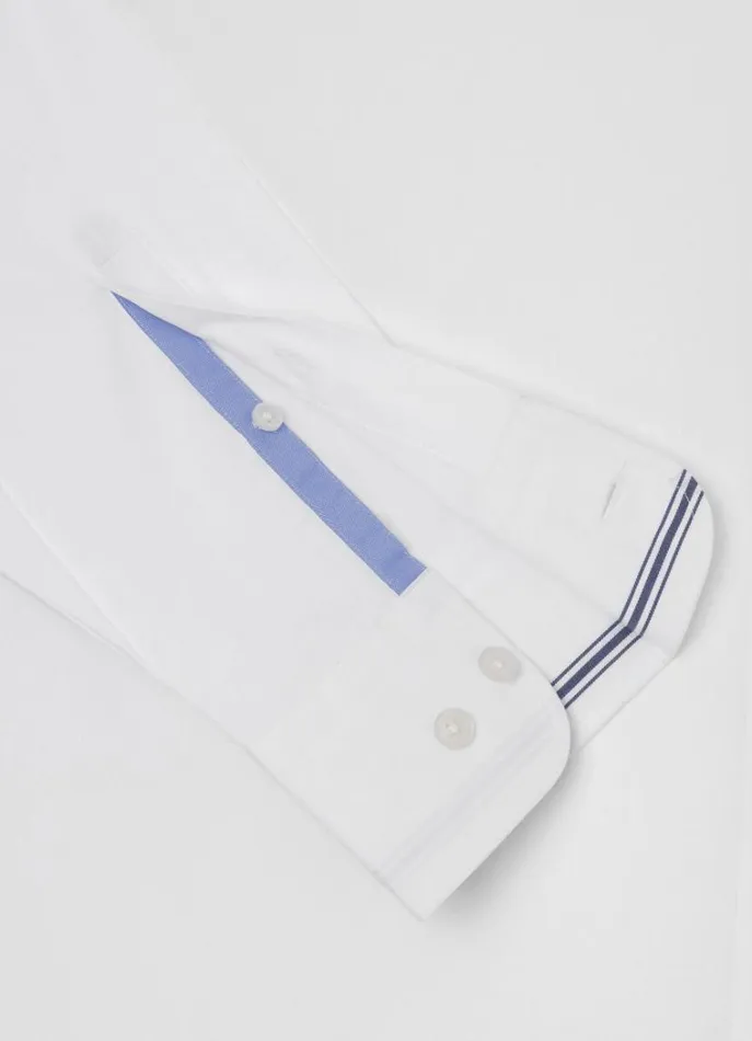 Men Shirts Hackett London Slim Fit Plain Shirt Whitenavy