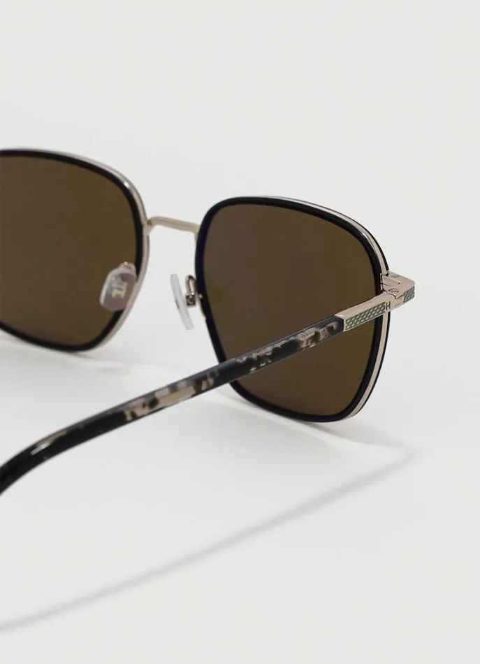 Men Sunglasses Hackett London Square Sunglasses Gold
