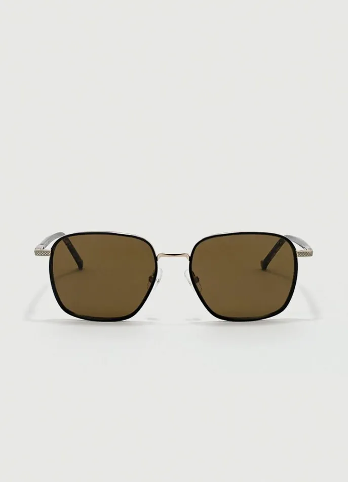Men Sunglasses Hackett London Square Sunglasses Gold