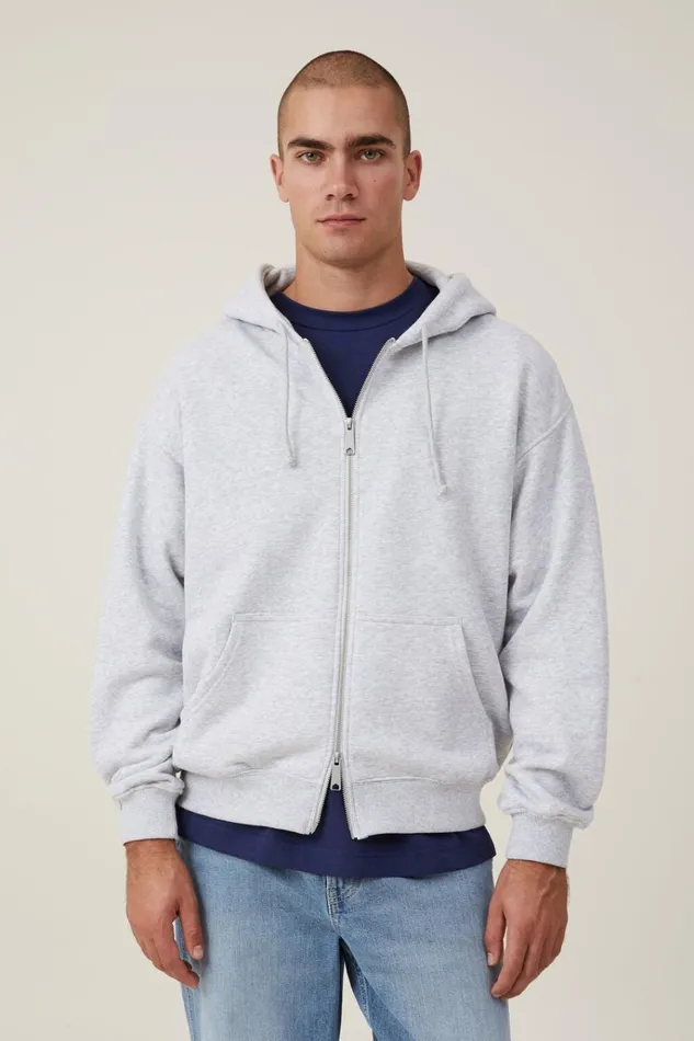 Men Sweats and Hoodies Cotton On Box Fit Zip Up Hoodie Grey Marle Two Way Zip Men Sweats and Hoodies Cotton On Box Fit Zip Up Hoodie Grey Marle Two Way Zip