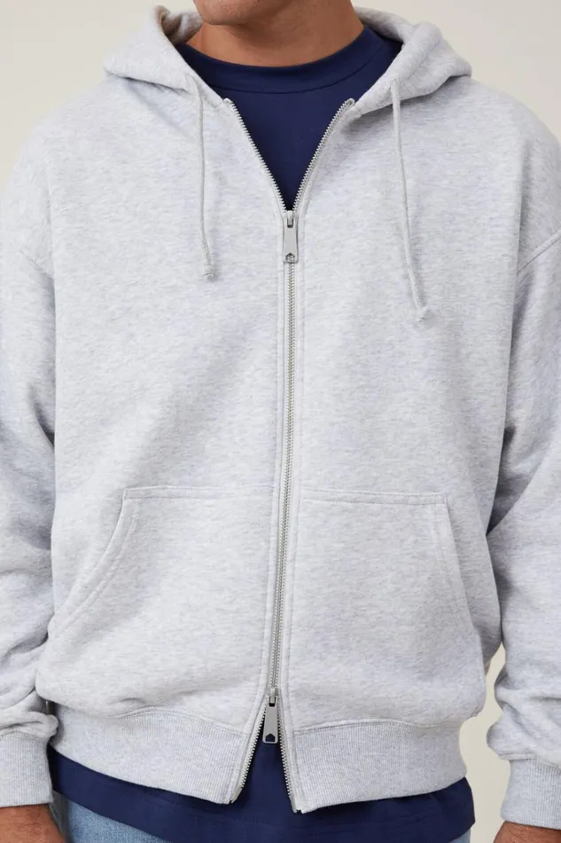 Men Sweats and Hoodies Cotton On Box Fit Zip Up Hoodie Grey Marle Two Way Zip Men Sweats and Hoodies Cotton On Box Fit Zip Up Hoodie Grey Marle Two Way Zip