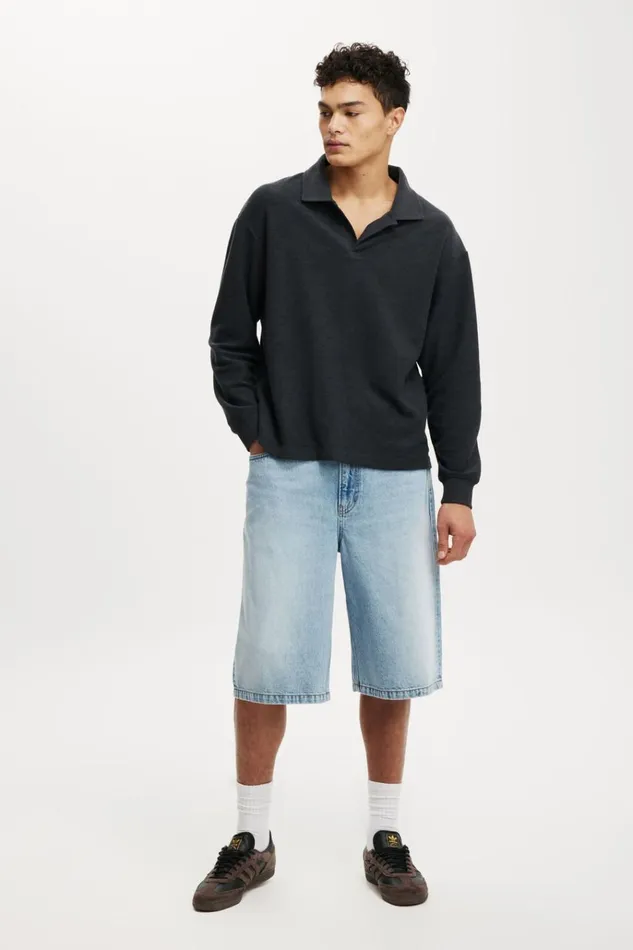 Men Sweats and Hoodies Cotton On Textured Rugby Washed Black Men Sweats and Hoodies Cotton On Textured Rugby Washed Black
