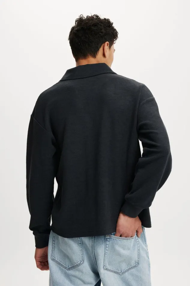 Men Sweats and Hoodies Cotton On Textured Rugby Washed Black Men Sweats and Hoodies Cotton On Textured Rugby Washed Black