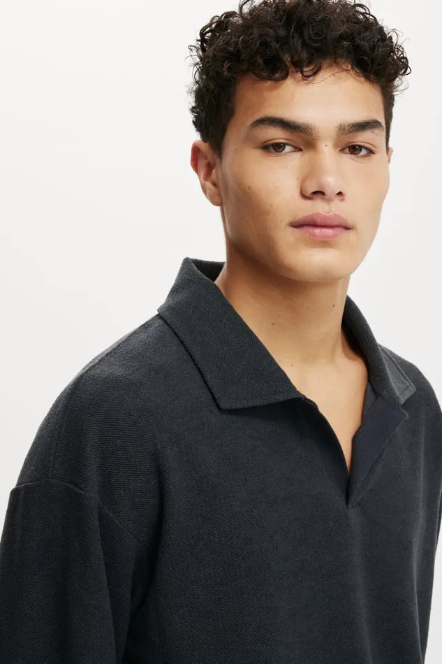 Men Sweats and Hoodies Cotton On Textured Rugby Washed Black Men Sweats and Hoodies Cotton On Textured Rugby Washed Black