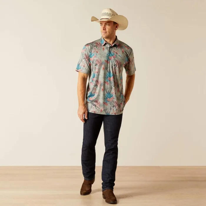 Men TShirts and Polos Ariat Charger 20 Printed Polo Light Grey Heather Men TShirts and Polos Ariat Charger 20 Printed Polo Light Grey Heather