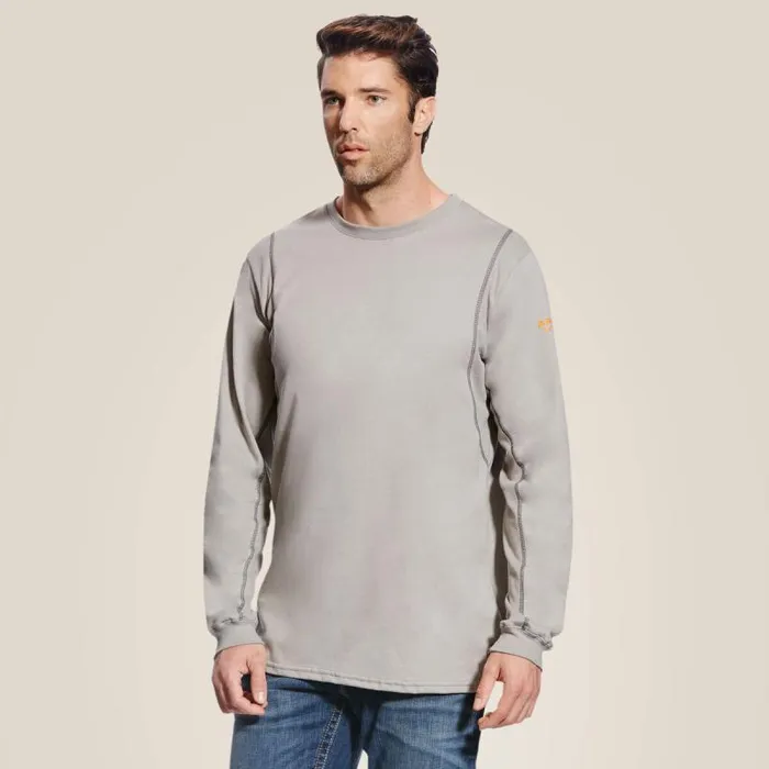 Men TShirts and Polos Ariat FR AC Crew TShirt Silver Fox