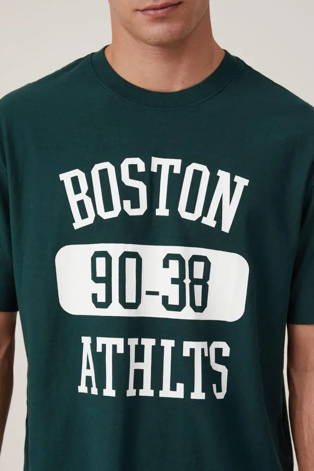 Men Tees and Tanks Cotton On Loose Fit College TShirt Pineneedle Green Boston Ath Men Tees and Tanks Cotton On Loose Fit College TShirt Pineneedle Green Boston Ath