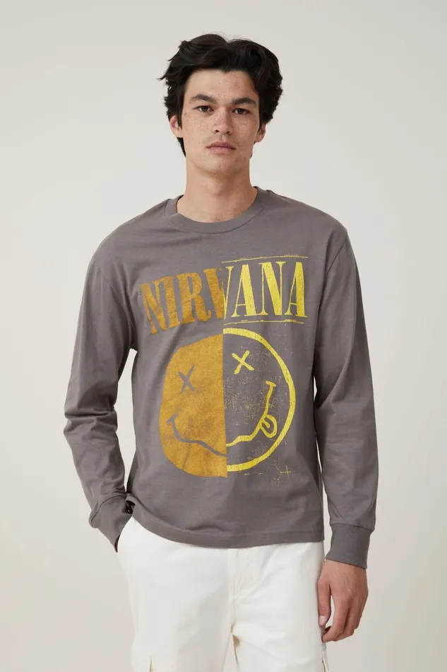 Men Tees and Tanks Cotton On Music Long Sleeve TShirt Lcn Mt Slate Stone Nirvana 8211 Smiley Half Men Tees and Tanks Cotton On Music Long Sleeve TShirt Lcn Mt Slate Stone Nirvana 8211 Smiley Half