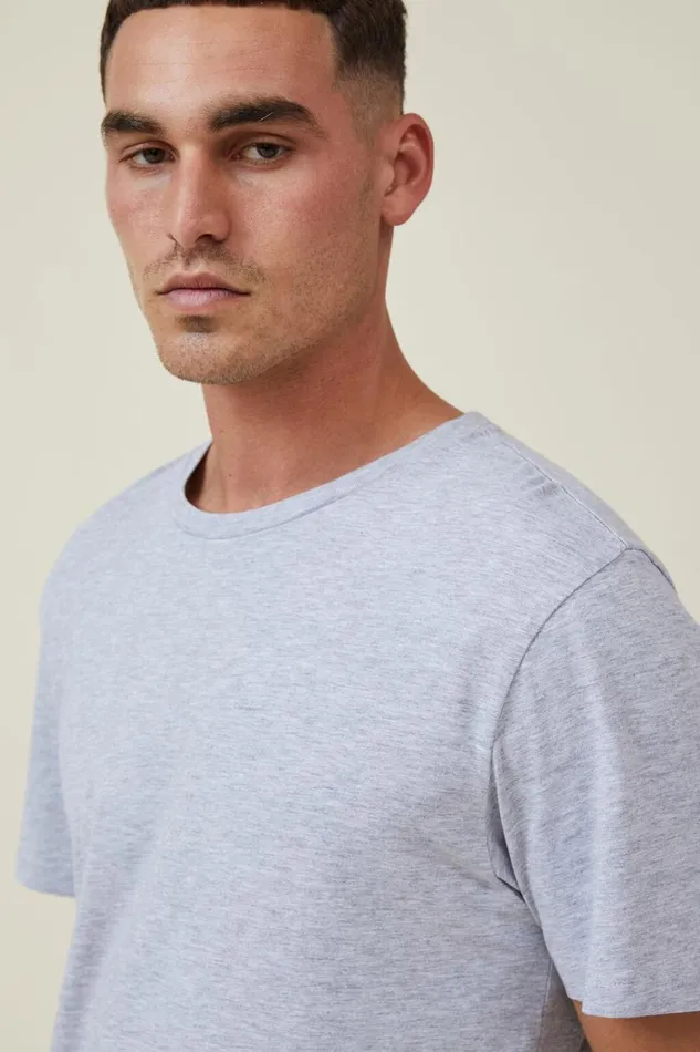 Men Tees and Tanks Cotton On Organic Regular Fit Crew TShirt Light Grey Marle